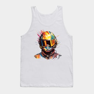 Man With Helmet Video Game Character Futuristic Warrior Portrait  Abstract Tank Top